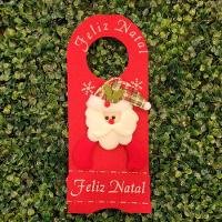 Kit 2 Decora Maçaneta Feliz Natal Pelúcia Papai Noel Gorro Xadrez 30cm - Master Christmas - 3