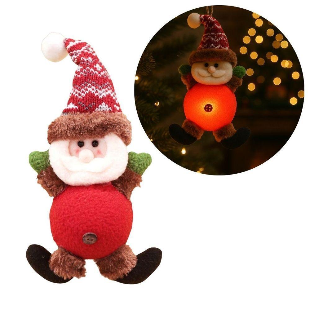 Papai Noel Iluminado Led Pelúcia Pendente Xadrez 24cm - Magizi - 1