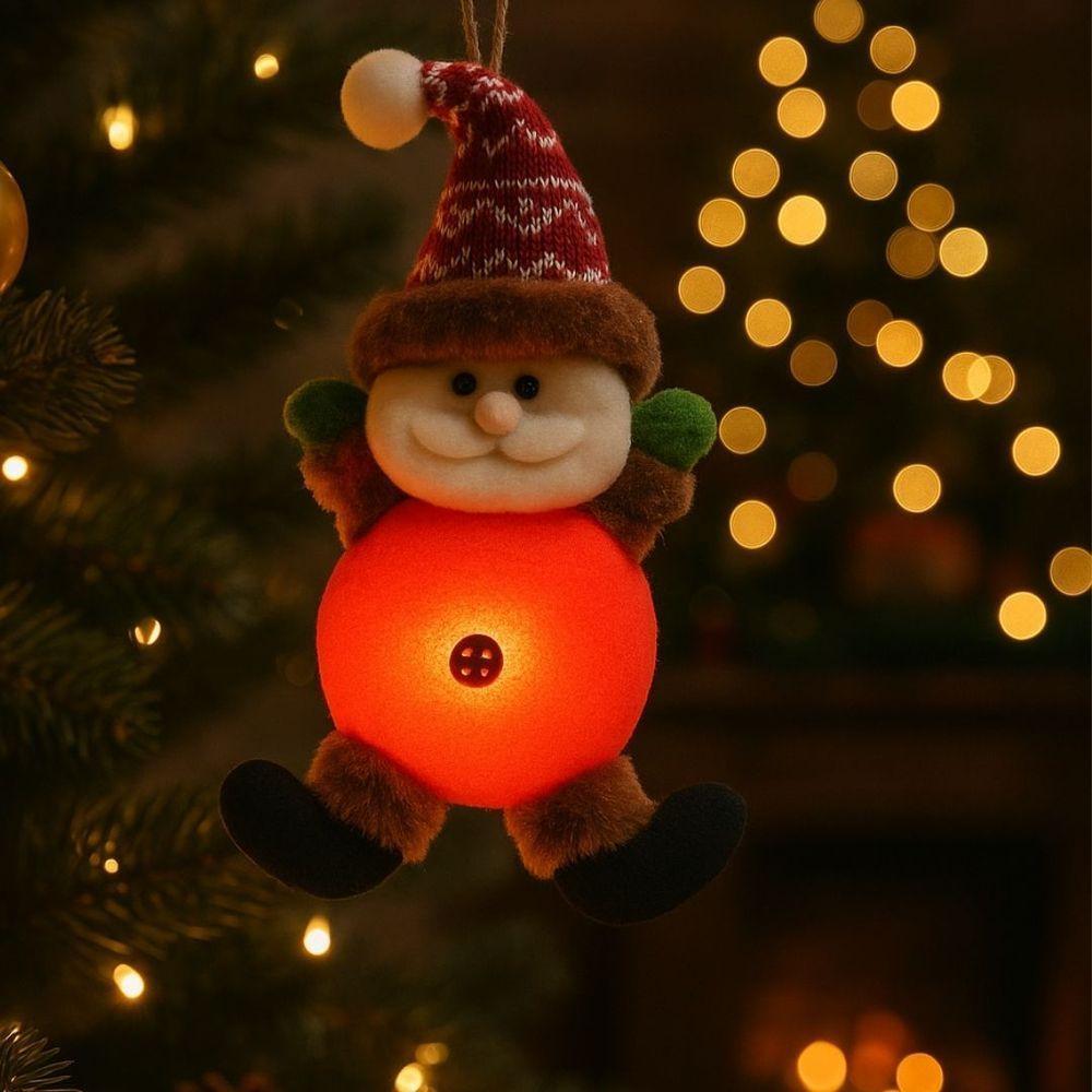 Papai Noel Iluminado Led Pelúcia Pendente Xadrez 24cm - Magizi - 2