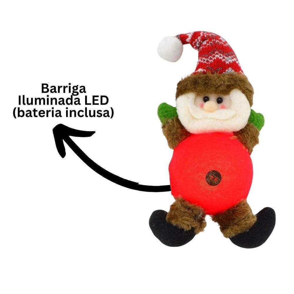 Papai Noel Iluminado Led Pelúcia Pendente Xadrez 24cm - Magizi - 4