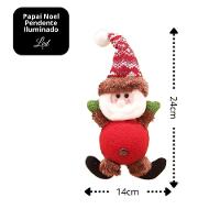 Papai Noel Iluminado Led Pelúcia Pendente Xadrez 24cm - Magizi - 3