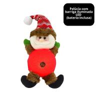 Papai Noel Iluminado Led Pelúcia Pendente Xadrez 24cm - Magizi - 5