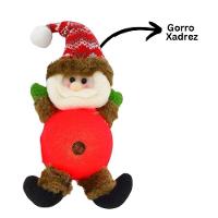 Papai Noel Iluminado Led Pelúcia Pendente Xadrez 24cm - Magizi - 6