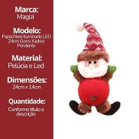 Papai Noel Iluminado Led Pelúcia Pendente Xadrez 24cm - Magizi - 8