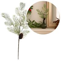 Galho Natalino Folhagens Nevada Berries Branco E Pinha 68cm - Magizi - 3