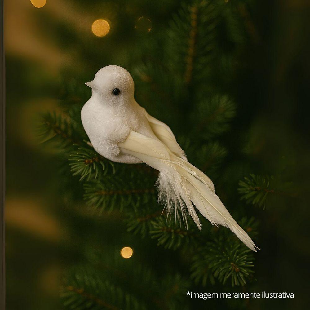 Kit 3 Pombas Branca Natal Plumas E Lantejoulas 12cm Com Presilha - Magizi - 2