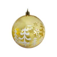 Bola De Natal Decorada Print Mix Dourada Translúcida Luxo 10cm - Magizi - 1