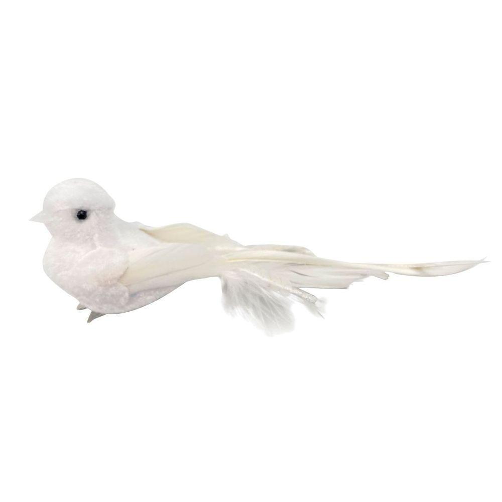 Pomba Branca Natal Plumas E Lantejoulas 12cm Com Presilha - Magizi - 1