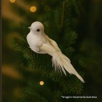 Pomba Branca Natal Plumas E Lantejoulas 12cm Com Presilha - Magizi - 2