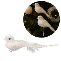 Pomba Branca Natal Plumas E Lantejoulas 12cm Com Presilha - Magizi - 3