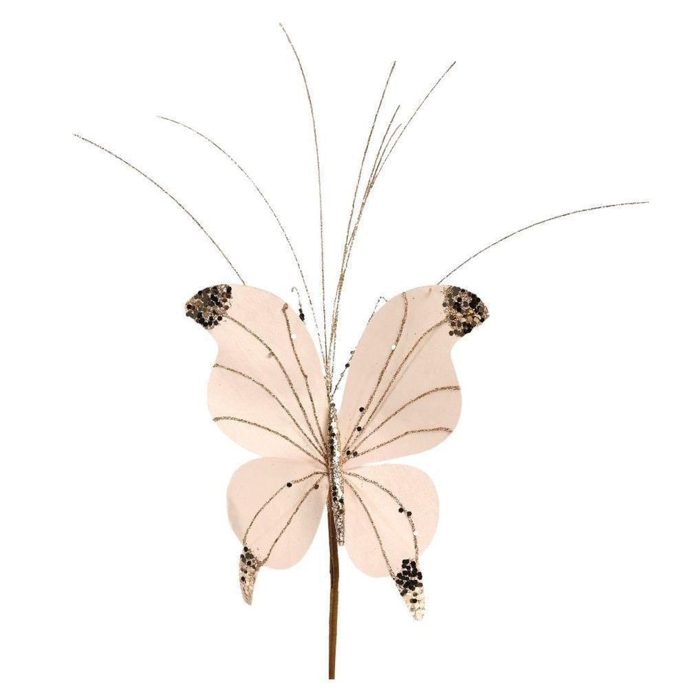 Borboleta Pick Natal Champanhe Full Glitter Luxo 23cm - Magizi - 1