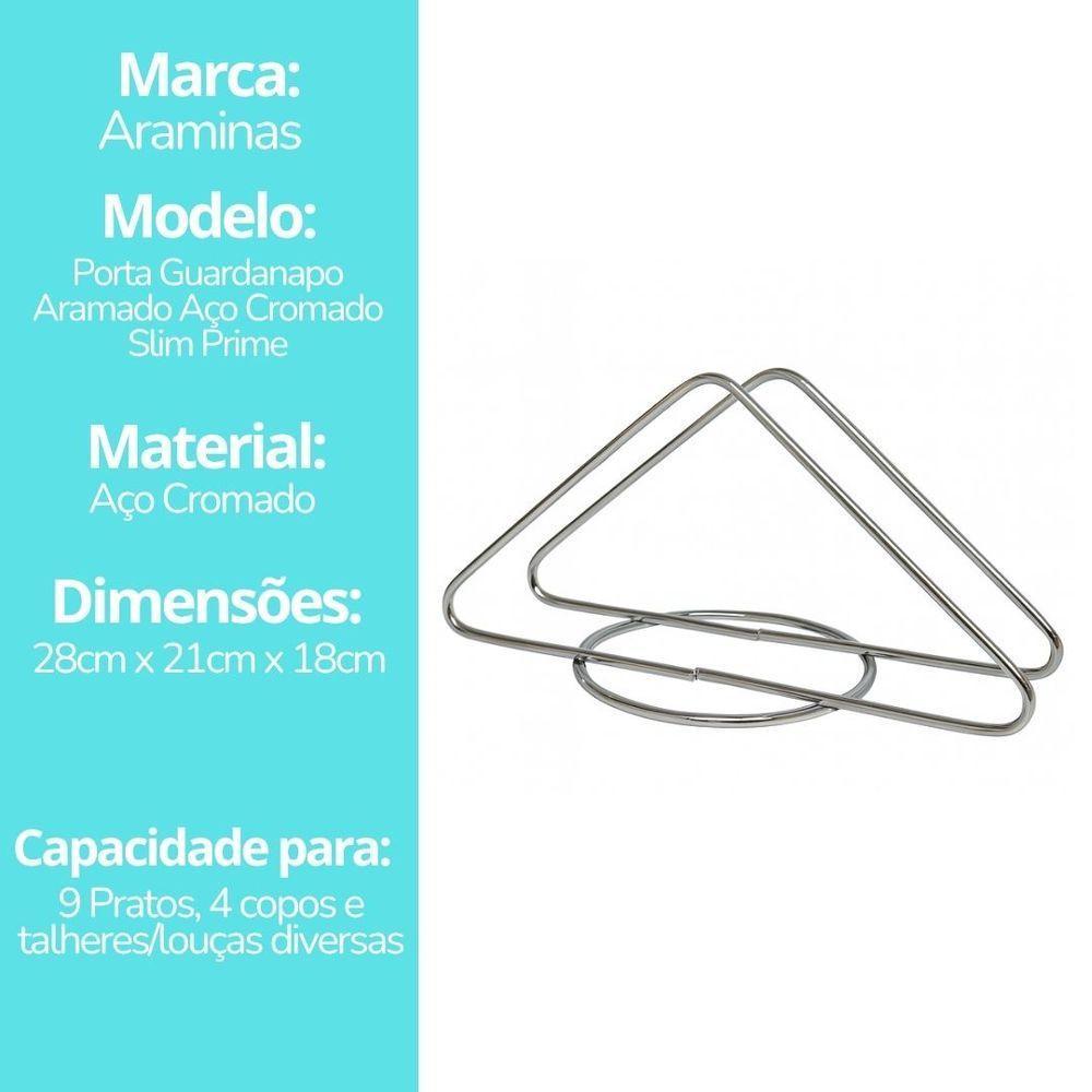 Kit 3 Porta Guardanapos Aramado Aço Cromado Prime - Araminas - 6