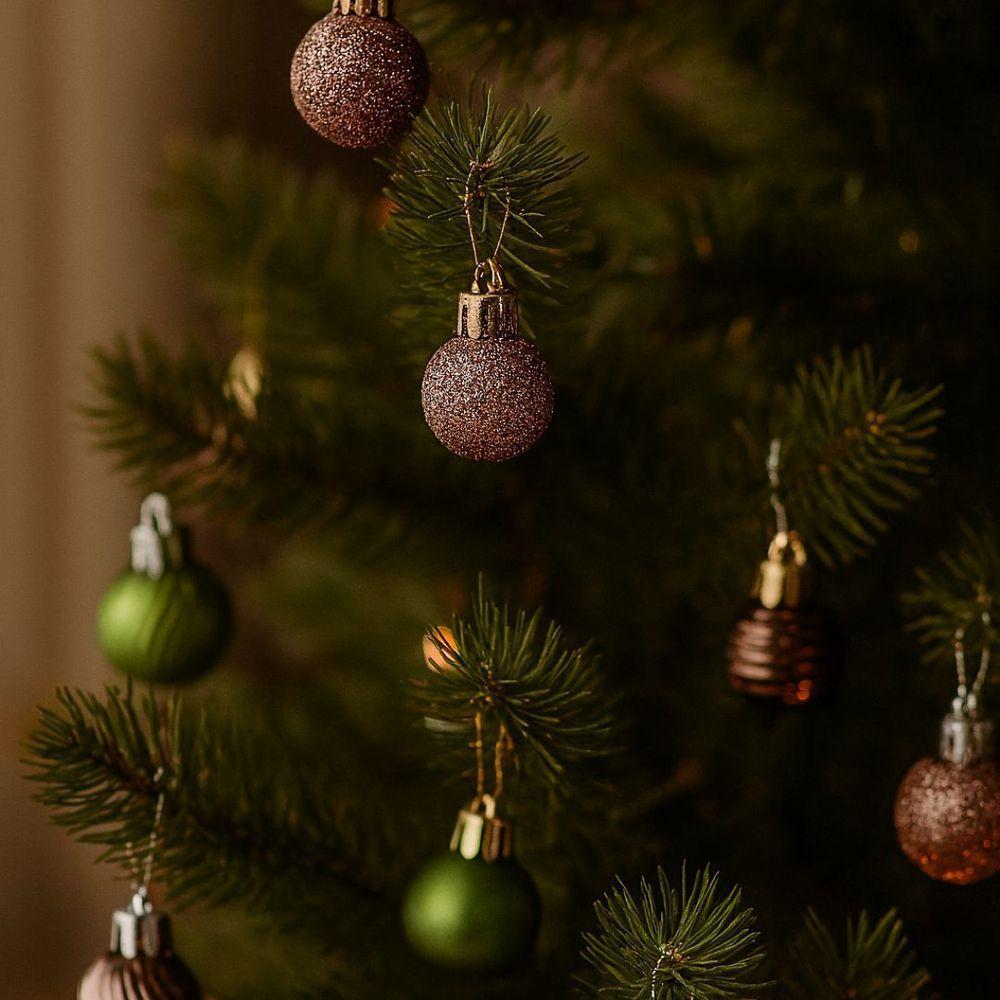 Super Kit 68 Bolas Natal Verde E Rosê Texturas 3cm Na Caixa Pinheiro Decor - Magizi - 2
