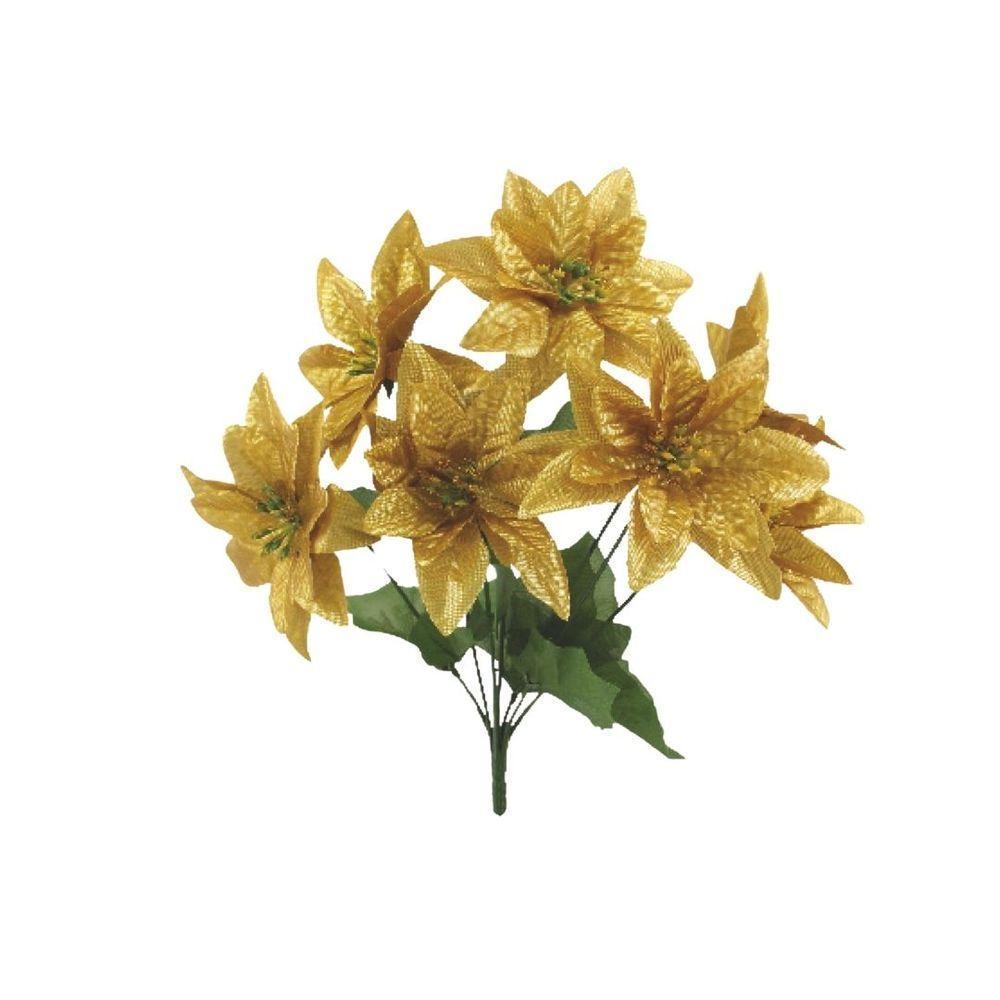 Buquê Natalino Bico De Papagaio Dourado Prime 30cm 7 Flores - Magizi - 1