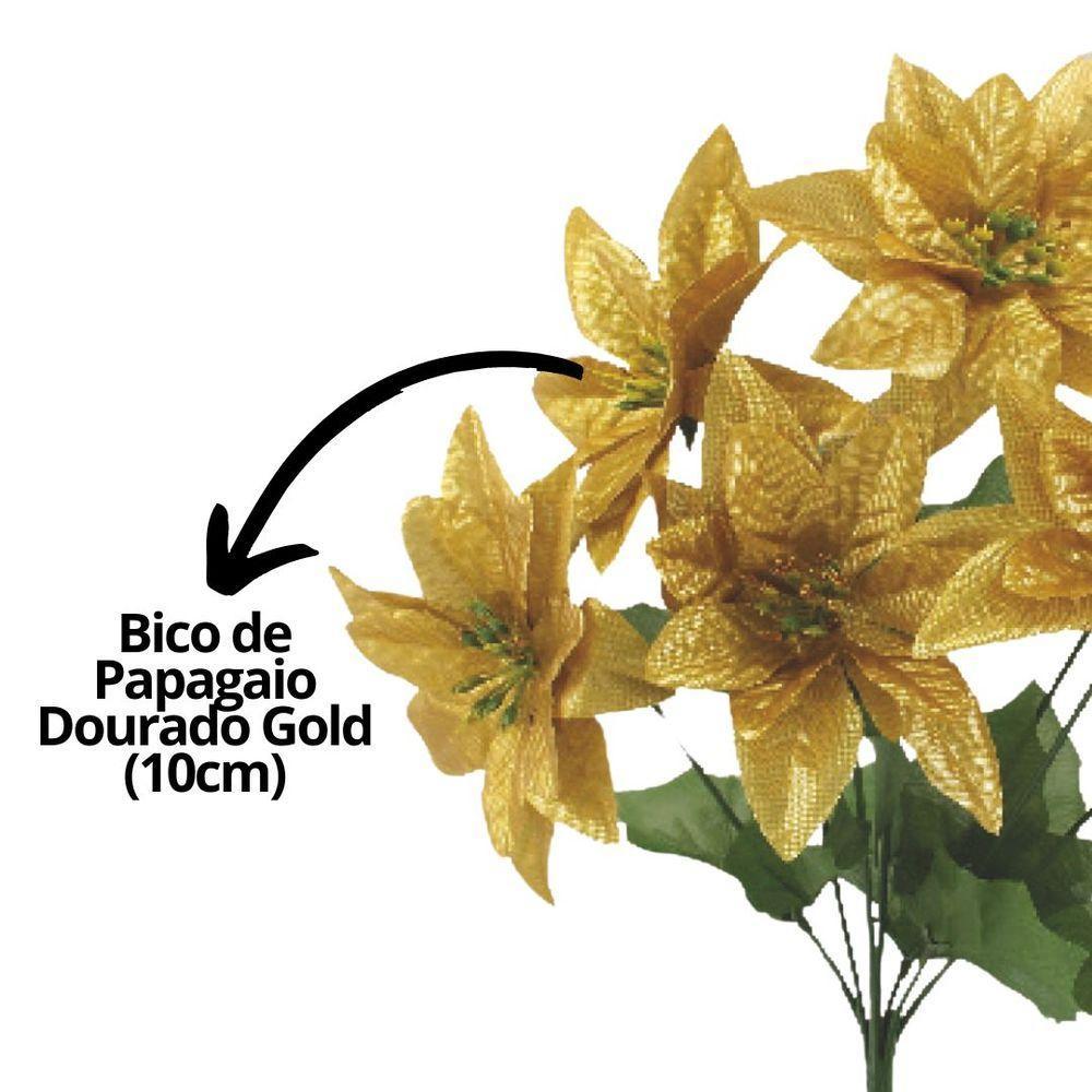 Buquê Natalino Bico De Papagaio Dourado Prime 30cm 7 Flores - Magizi - 5