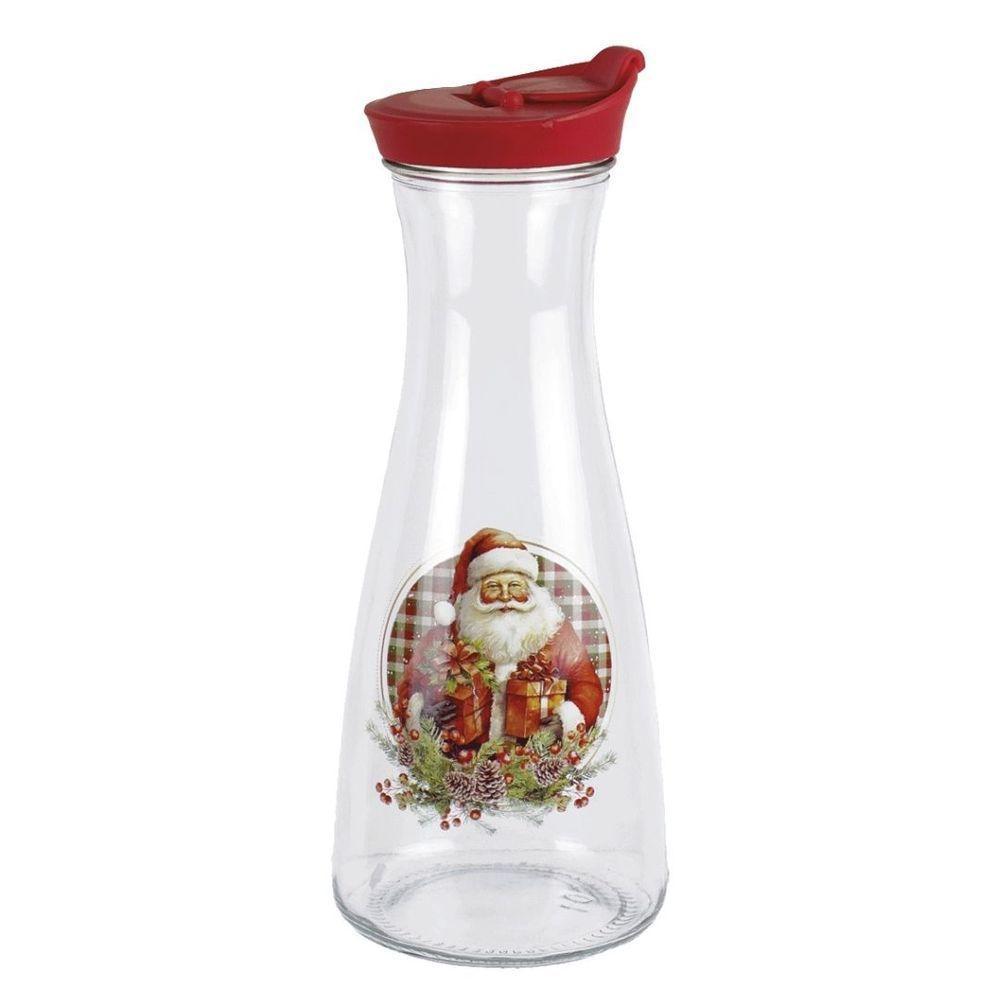 Garrafa Vidro Style Decorada Estampa Natalina Papai Noel 1 Litro - Magizi - 1