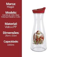 Garrafa Vidro Style Decorada Estampa Natalina Papai Noel 1 Litro - Magizi - 5