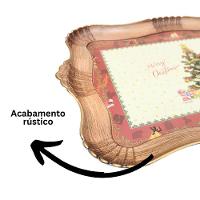 Bandeja Natal Rústica Estampada árvore De Natal Moldura Ondulada 42cm X 32cm - Magizi - 5