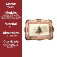 Bandeja Natal Rústica Estampada árvore De Natal Moldura Ondulada 42cm X 32cm - Magizi - 7