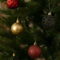 Kit 12 Bolas Natal Texturas Arabesco Luxo Vermelho, Dourado E Verde 6cm Na Caixa Pinheiro - Magizi - 2