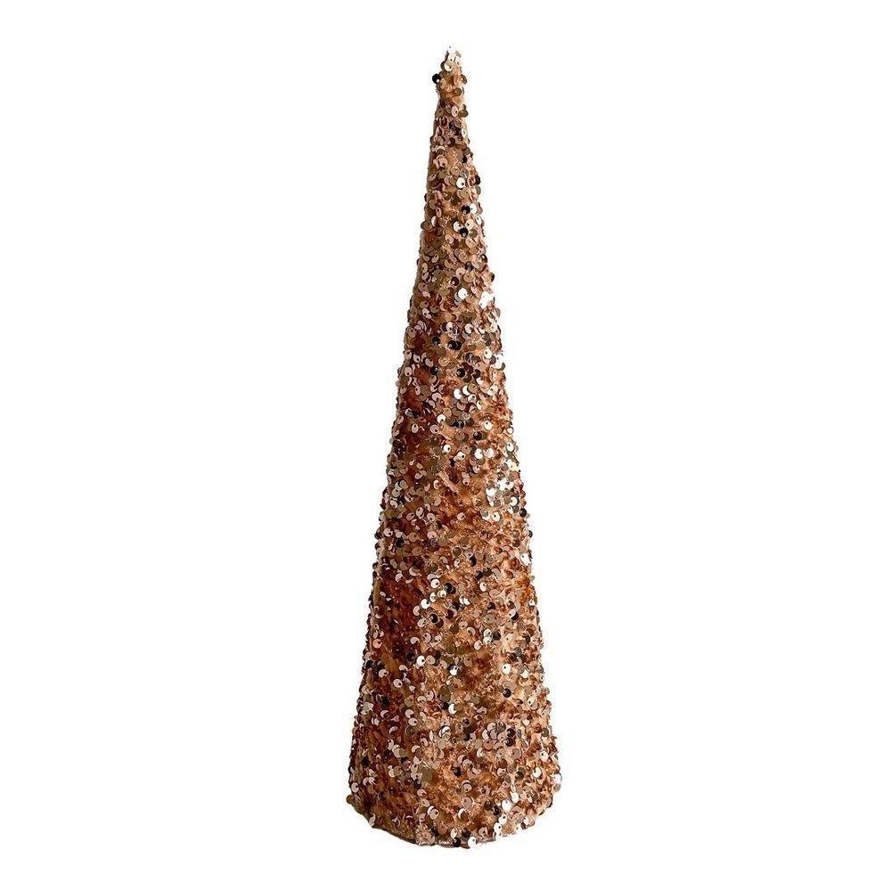 Árvore Cone Cotton Decorativa Lantejoulas Rosê Gold Natal 40cm - Magizi - 1