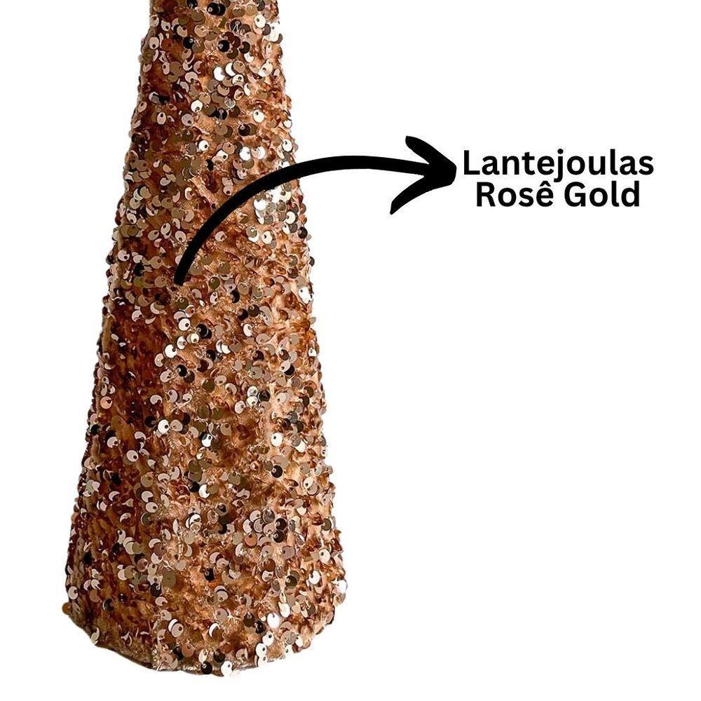 Árvore Cone Cotton Decorativa Lantejoulas Rosê Gold Natal 40cm - Magizi - 4