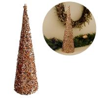 Árvore Cone Cotton Decorativa Lantejoulas Rosê Gold Natal 40cm - Magizi - 2