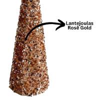 Árvore Cone Cotton Decorativa Lantejoulas Rosê Gold Natal 40cm - Magizi