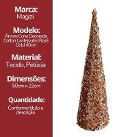 Árvore Cone Cotton Decorativa Lantejoulas Rosê Gold Natal 40cm - Magizi - 6