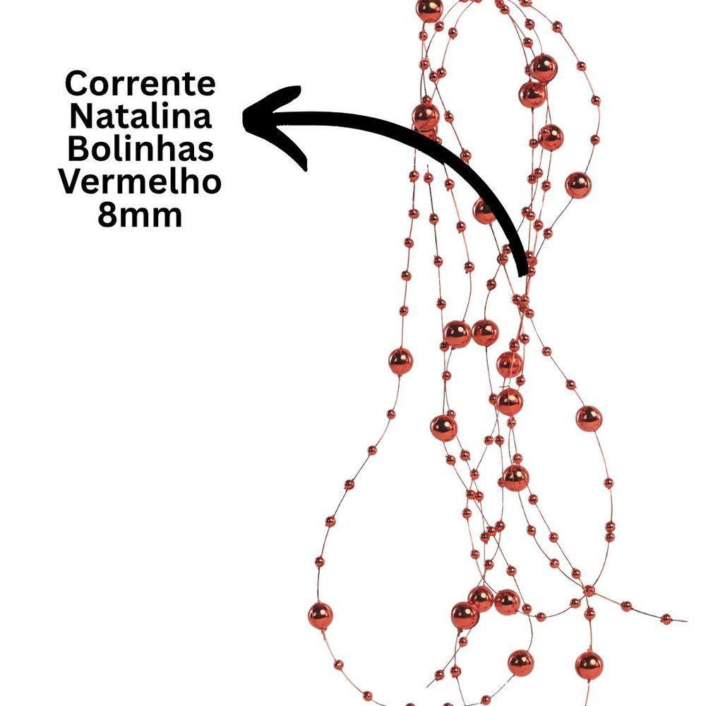 Corrente Contas Natal 8mm E 4mm Vermelho 1,8 Metros - Magizi - 2