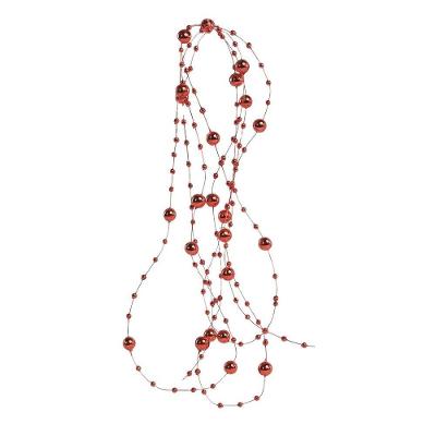 Corrente Contas Natal 8mm E 4mm Vermelho 1,8 Metros - Magizi