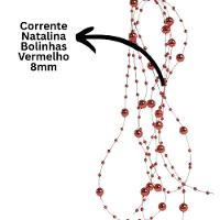 Corrente Contas Natal 8mm E 4mm Vermelho 1,8 Metros - Magizi - 2