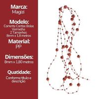 Corrente Contas Natal 8mm E 4mm Vermelho 1,8 Metros - Magizi - 6