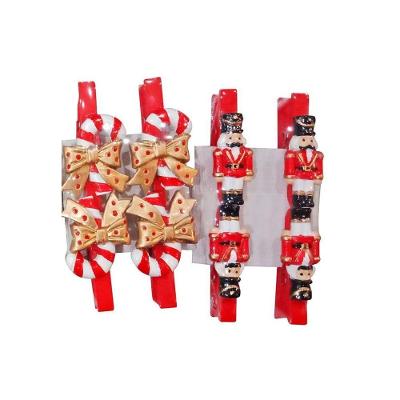 Kit 8 Prendedores Natal Decorados Resina E Madeira Natal Presilha 5cm - Magizi