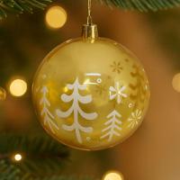 Kit 2 Bolas De Natal Decorada Print Mix Dourada Translúcida Luxo 10cm - Magizi - 2