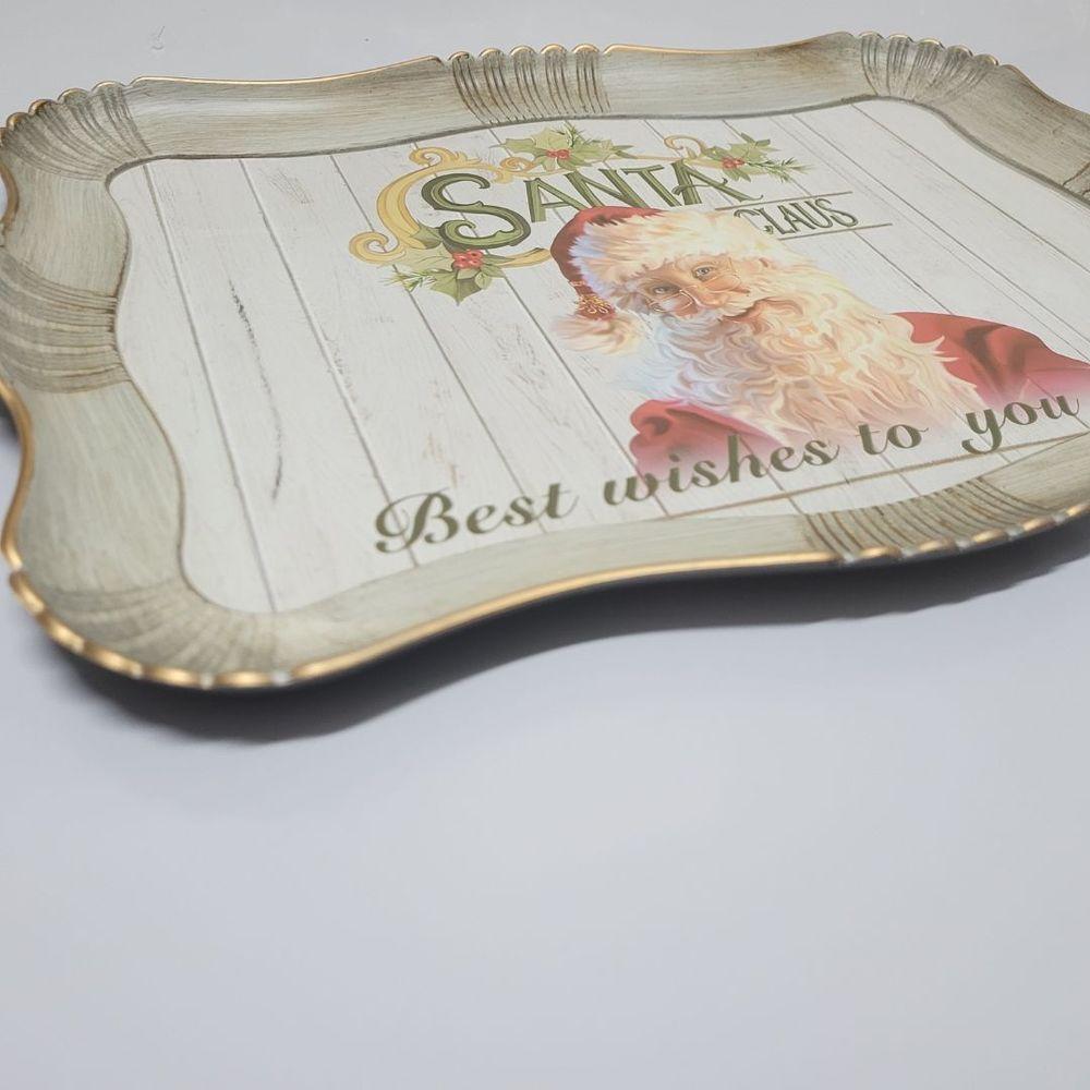 Bandeja Natal Rústica Papai Noel Moldura Ondulada 42cm X 32cm - Magizi - 5