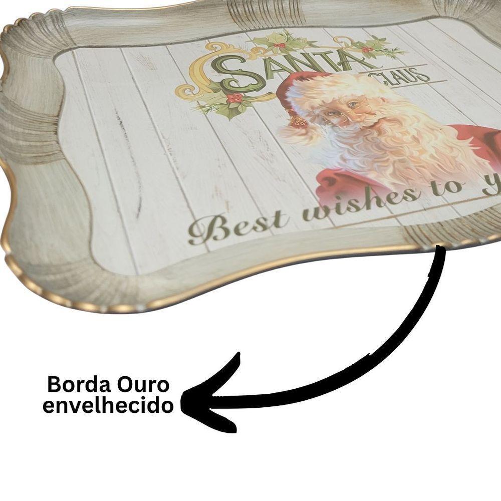Bandeja Natal Rústica Papai Noel Moldura Ondulada 42cm X 32cm - Magizi - 6