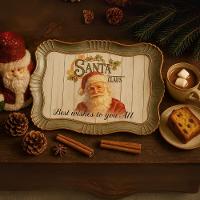 Bandeja Natal Rústica Papai Noel Moldura Ondulada 42cm X 32cm - Magizi - 2