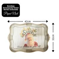 Bandeja Natal Rústica Papai Noel Moldura Ondulada 42cm X 32cm - Magizi