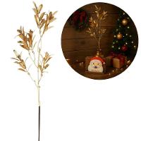 Kit 3 Galhos Decorativo Natalino Folhagens Douradas Metalizadas 55cm - Magizi - 3