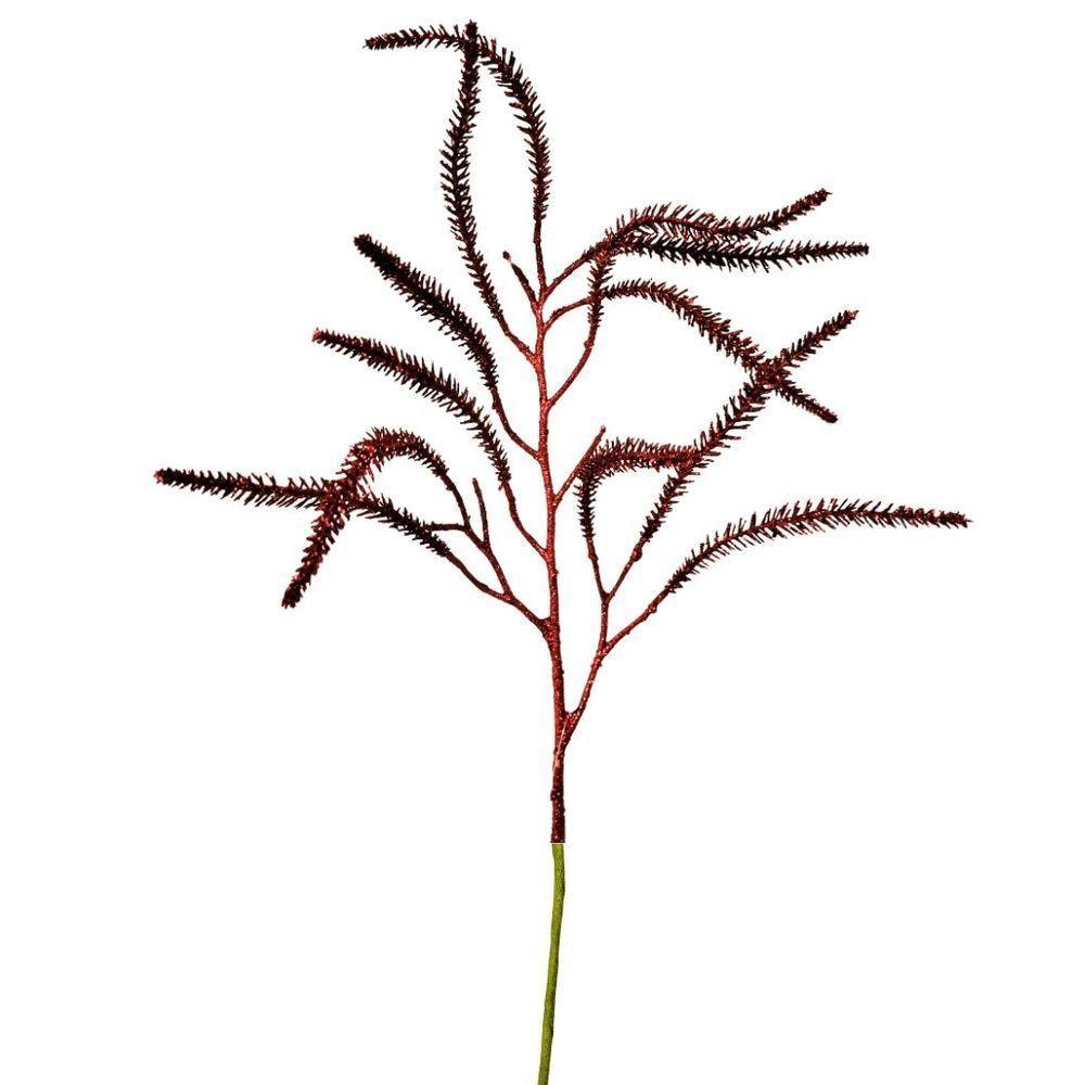 Galho Decorativo Natal Pinheiro Glitter Vermelho Luxo 43cm - Bela Flor - 1