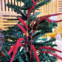 Galho Decorativo Natal Pinheiro Glitter Vermelho Luxo 43cm - Bela Flor - 3