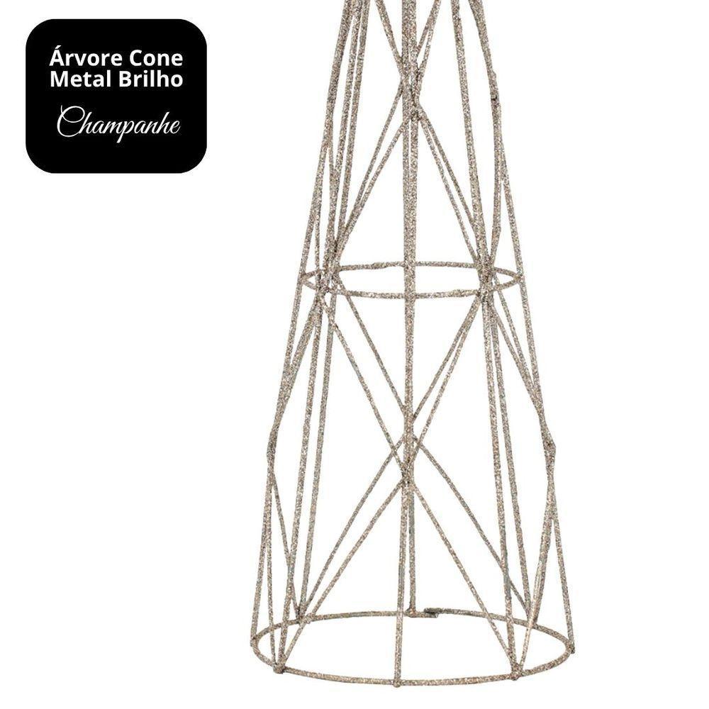 Árvore Cone Aramado Glitter Champanhe Natal Luxo 40cm - Magizi - 4