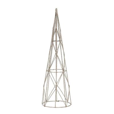 Árvore Cone Aramado Glitter Champanhe Natal Luxo 40cm - Magizi