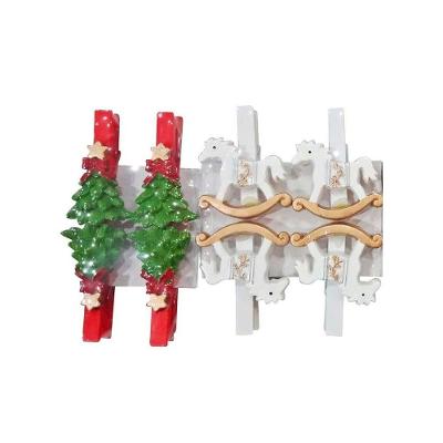 Kit 8 Prendedores Natal Decorados Resina E Madeira Natal Presilha 5cm - Magizi
