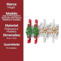 Kit 8 Prendedores Natal Decorados Resina E Madeira Natal Presilha 5cm - Magizi - 7