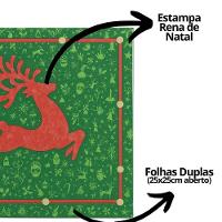 Kit Guardanapo De Natal Estampado Rena Verde E Vermelho 25x25cm Folha Dupla Prime 40 Unidades - 5