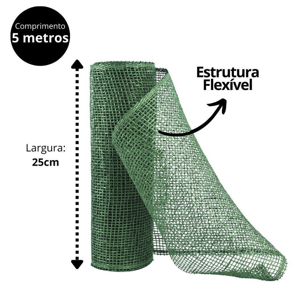 Tela Malha Tule Sisal Verde Decorativa Natal Luxo Rústico 25cm X 5 Metros - 3