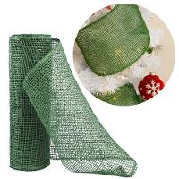Tela Malha Tule Sisal Verde Decorativa Natal Luxo Rústico 25cm X 5 Metros - 2