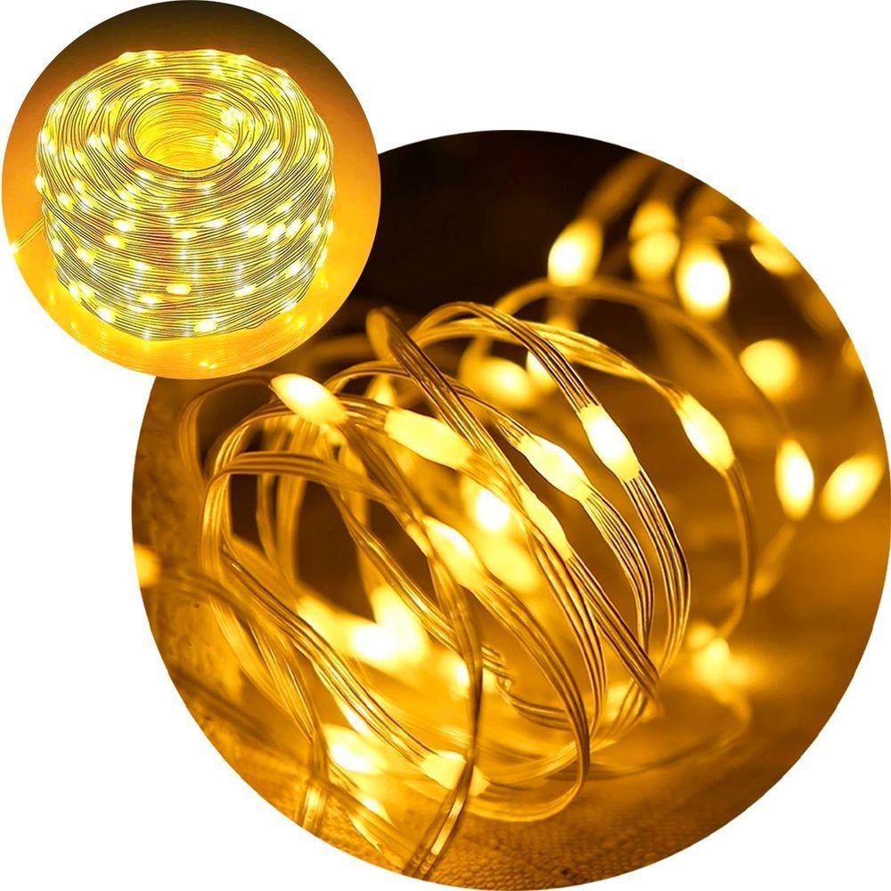 Pisca Cordão De Natal 400 Lâmpadas Leds Amarelo 50m 110-220v - 1